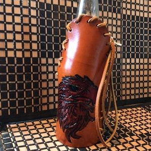 Leather beer bottle koozie